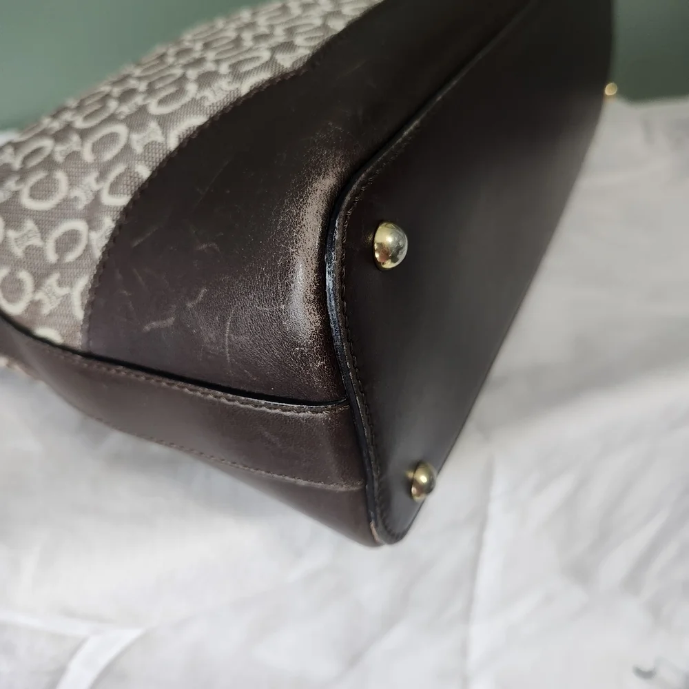 Vintage CELINE Brown and Cream Crossbody Bag